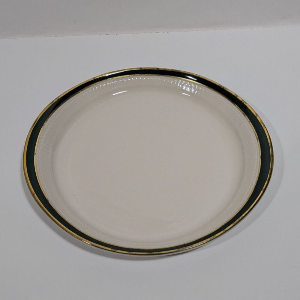 Vintage Syracuse China Oval Serving Platter Green Gold Trim